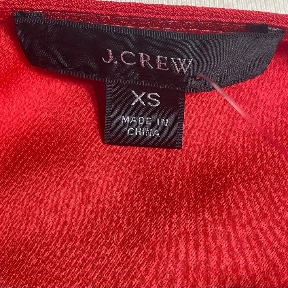 J. Crew Red Sleeveless Ruffle V-Neck Blouse